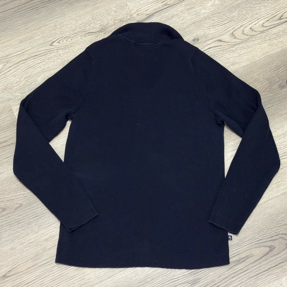 Vintage Lauren Ralph Lauren Quarter Zip Knit Sweater Navy Blue & Gold Women’s XL - Picture 4 of 7